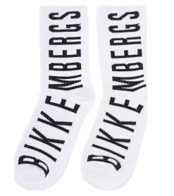 Strümpfe & Socken|Unterwäsche & Socken*BIKKEMBERGS 2 Paar Herren Tennis-Socken mit Markenschriftzug Baumwoll-Strümpfe BK013 Weiß/Schwarz