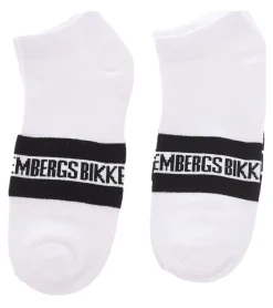 Strümpfe & Socken|Unterwäsche & Socken*BIKKEMBERGS 2 Paar Herren Baumwoll-Socken mit kleinem Markenschriftzug Sneaker-Socken BK_082 Weiß/Schwarz