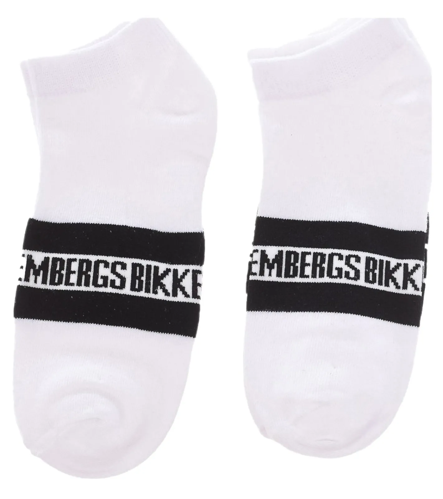 Strümpfe & Socken|Unterwäsche & Socken*BIKKEMBERGS 2 Paar Herren Baumwoll-Socken mit kleinem Markenschriftzug Sneaker-Socken BK_082 Weiß/Schwarz