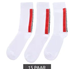 Strümpfe & Socken|Unterwäsche & Socken*BIKKEMBERGS 15 Paar Herren Tennis-Socken mit Marken Schriftzug Baumwoll-Strümpfe im Sparpack Weiß/Schwarz/Grau/Blau