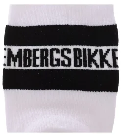 Strümpfe & Socken|Unterwäsche & Socken*BIKKEMBERGS 2 Paar Herren Baumwoll-Socken mit kleinem Markenschriftzug Strümpfe Sneaker-Socken Weiß/Schwarz/Rot