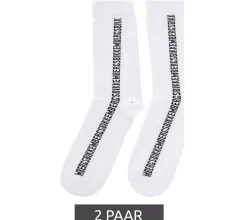 Strümpfe & Socken|Unterwäsche & Socken*BIKKEMBERGS 2 Paar Herren Baumwoll-Socken mit kleinem Markenschriftzug Strümpfe Sneaker-Socken Weiß/Schwarz/Rot