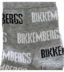 Strümpfe & Socken|Unterwäsche & Socken*BIKKEMBERGS 3 Paar Surtido Herren Sport-Socken mit Allover Marken-Print Baumwoll-Strümpfe BF_038 Weiß/Schwarz/Grau