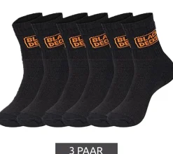 Strümpfe & Socken|Unterwäsche & Socken*BLACK+DECKER 3 Paar Herren Arbeits-Socken mit Cushion Terry Baumwoll-Socken Work-Socken OEKO-TEX Standard 100 BX/OBII/1/TEKE Anthrazit/Schwarz