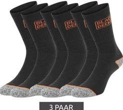 Strümpfe & Socken|Unterwäsche & Socken*BLACK+DECKER 3 Paar Herren Arbeits-Socken mit Cushion Terry Baumwoll-Socken Work-Socken OEKO-TEX Standard 100 BX/OVICS1TEKEBX347 Schwarz/Meliert