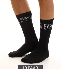 Strümpfe & Socken|Socken & Unterwäsche*EVERLAST 10 Paar Herren Sport-Socken mit Baumwollanteil Damen Socken lange Strümpfe OEKO-TEX Standard EVL1TENX oder Schwarz Weiß