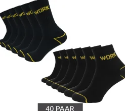 Strümpfe & Socken|Socken & Unterwäsche*GRIPWOOL 40 Paar Arbeits-Strümpfe Baumwoll-Socken Work-Socken Sneaker-Socken oder Crew-Socken Schwarz lange Socken