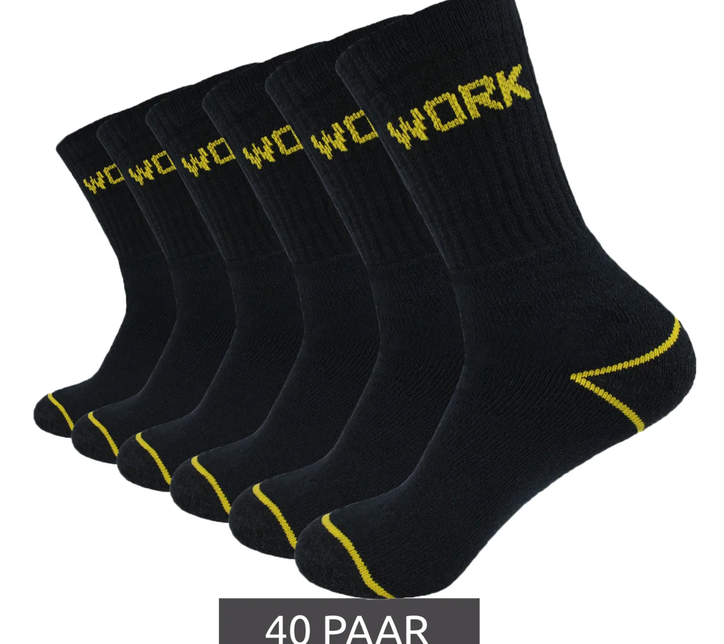 Strümpfe & Socken|Socken & Unterwäsche*GRIPWOOL 40 Paar Arbeits-Strümpfe Baumwoll-Socken Work-Socken Sneaker-Socken oder Crew-Socken Schwarz lange Socken