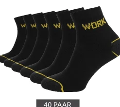 Strümpfe & Socken|Socken & Unterwäsche*GRIPWOOL 40 Paar Arbeits-Strümpfe Baumwoll-Socken Work-Socken Sneaker-Socken oder Crew-Socken Schwarz lange Socken