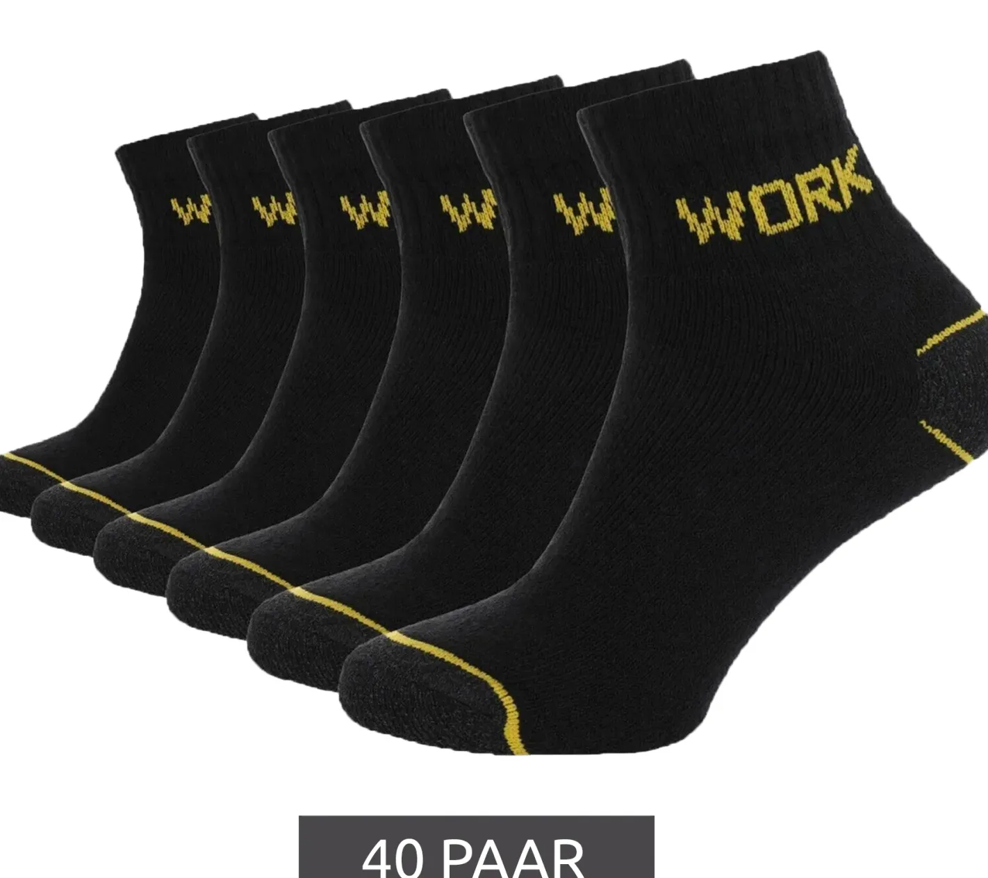Strümpfe & Socken|Socken & Unterwäsche*GRIPWOOL 40 Paar Arbeits-Strümpfe Baumwoll-Socken Work-Socken Sneaker-Socken oder Crew-Socken Schwarz lange Socken