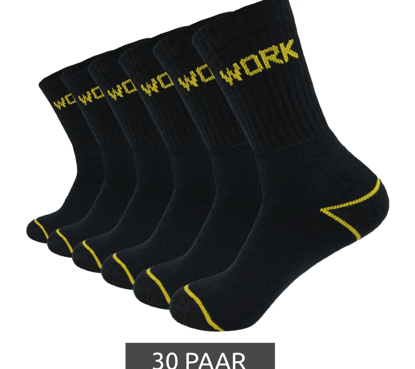 Strümpfe & Socken|Socken & Unterwäsche*GRIPWOOL 30 Paar Arbeits-Strümpfe Baumwoll-Socken Work-Socken Sneaker-Socken oder Crew-Socken Schwarz lange Socken