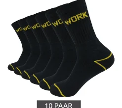 Strümpfe & Socken|Socken & Unterwäsche*GRIPWOOL 10 Paar Arbeits-Strümpfe Baumwoll-Socken Work-Socken Sneaker-Socken oder Crew-Socken Schwarz lange Socken