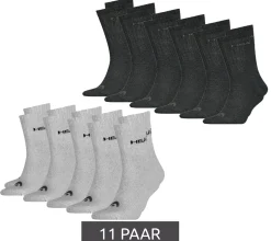 Strümpfe & Socken|Sportausrüstung*Head 11 Paar All Sports Socken Damen und Herren Trainings-Socken Sport-Strümpfe 701236921 in Schwarz, Blau, Grau, Weiß