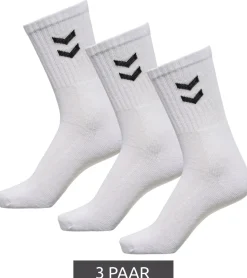 Strümpfe & Socken|Socken & Unterwäsche*hummel 3 Paar Basic Crew-Socken mit Kontrastwinkel Baumwoll-Strümpfe Sport-Socken 022030-9001 Weiß