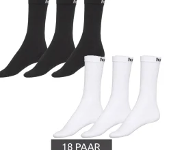 Strümpfe & Socken|Socken & Unterwäsche*hummel 18 Paar Basic Sport-Socken mit Marken-Schriftzug Baumwoll-Strümpfe Alltags-Socken 205603 Weiß oder Schwarz