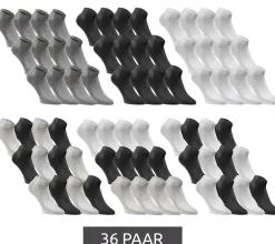 Strümpfe & Socken|Socken & Unterwäsche*Jack & Jones 36 Paar Short Sock Sneaker-Socken Sport-Strümpfe Baumwoll Quarter-Socken 12260511 in Schwarz, Grau, Weiß oder im Mix