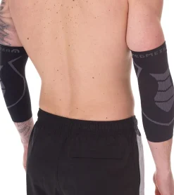 Sportoberbekleidung|Sportausrüstung*megmeister 1 Paar Ellenbogen Kompressions-Manschette Beinlinge 23-32 mmHg Ellenbogenwärmer MER002 Schwarz/Grau
