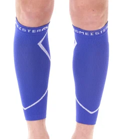 Sportunterbekleidung|Sportausrüstung*megmeister 1 Paar Waden Kompressions-Stutzen Beinlinge 23-32 mmHg Wadenwärmer MER003 Blau/Weiß