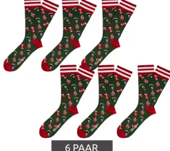 Strümpfe & Socken|Socken & Unterwäsche*Moustard 6 Paar American Football Baumwoll-Socken mit Football Motiven gemusterte lange Strümpfe 17S-AFOOT Grün/Rot/Bunt