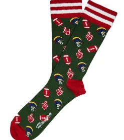 Strümpfe & Socken|Socken & Unterwäsche*Moustard 6 Paar American Football Baumwoll-Socken mit Football Motiven gemusterte lange Strümpfe 17S-AFOOT Grün/Rot/Bunt