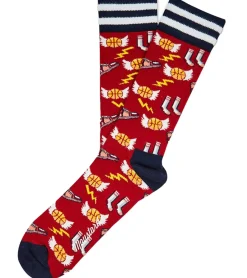 Strümpfe & Socken|Socken & Unterwäsche*Moustard 6 Paar Basketball Baumwoll-Socken mit Basketball Motiven gemusterte lange Strümpfe 17S-BASKET Rot/Schwarz/Bunt