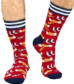 Strümpfe & Socken|Socken & Unterwäsche*Moustard 6 Paar Basketball Baumwoll-Socken mit Basketball Motiven gemusterte lange Strümpfe 17S-BASKET Rot/Schwarz/Bunt