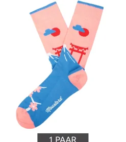 Strümpfe & Socken|Socken & Unterwäsche*Moustard 1 Paar Baumwoll-Socken leichtem Kirschblüten-Muster gemusterte lange Strümpfe 22S-FUJI Rosa/Blau/Rot/Weiß