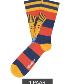 Strümpfe & Socken|Socken & Unterwäsche*Moustard 1 Paar Baumwoll-Socken mit Abbildung des Pharaos Tutanchamun gestreifte lange Strümpfe 20S-TUTAN Blau/Rot/Gold