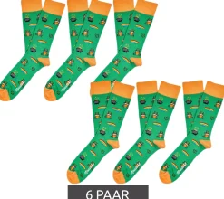 Strümpfe & Socken|Socken & Unterwäsche*Moustard 6 Paar Baumwoll-Socken mit tierischen, blumigen und Retro-Prints gemusterte lange Strümpfe Grau/Grün/Blau/Rosa/Gelb