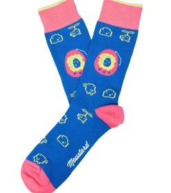 Strümpfe & Socken|Socken & Unterwäsche*Moustard 6 Paar Baumwoll-Socken mit tierischen, blumigen und Retro-Prints gemusterte lange Strümpfe Grau/Grün/Blau/Rosa/Gelb