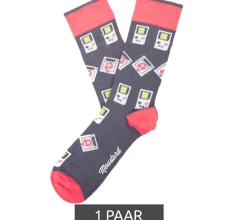 Strümpfe & Socken|Socken & Unterwäsche*Moustard 1 Paar Baumwoll-Socken mit Retro-Game Design Gameboy lange Strümpfe 22S-GAME Grau/Rosa/Weiß