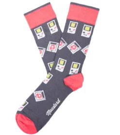 Strümpfe & Socken|Socken & Unterwäsche*Moustard 6 Paar Baumwoll-Socken mit Retro-Game Design Gameboy lange Strümpfe 22S-GAME Grau/Rosa/Weiß