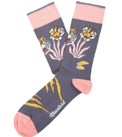 Strümpfe & Socken|Socken & Unterwäsche*Moustard 1 Paar Bengal Baumwoll-Socken mit bengalischem Tiger gemusterte lange Strümpfe 22S-BENGAL Grau/Rosa