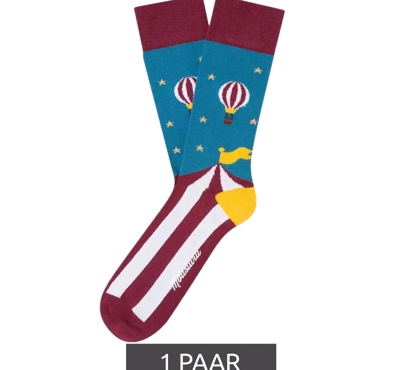 Strümpfe & Socken|Socken & Unterwäsche*Moustard 1 Paar Circus and Baloons Baumwoll-Socken Circus Design mit Heißluftballon gestreifte und gemusterte lange Strümpfe 20S-CIRCUS Blau/Rot/Gelb/Weiß