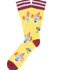 Strümpfe & Socken|Socken & Unterwäsche*Moustard 6 Paar Clown Baumwoll-Socken mit Clown-Print und Ballons gemusterte lange Strümpfe 20S-CLOWN-W Gelb/Rot/Weiß