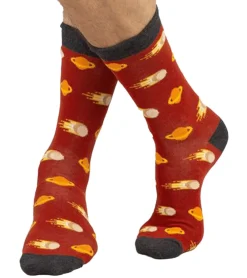 Strümpfe & Socken|Socken & Unterwäsche*Moustard 1 Paar Comet Baumwoll-Socken mit Kometen und Planeten gemusterte lange Strümpfe 17S-COMET Rot/Grau/Bunt