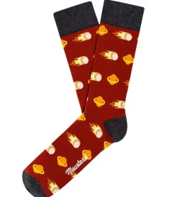 Strümpfe & Socken|Socken & Unterwäsche*Moustard 6 Paar Comet Baumwoll-Socken mit Kometen und Planeten gemusterte lange Strümpfe 17S-COMET Rot/Grau/Bunt
