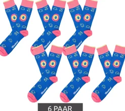 Strümpfe & Socken|Socken & Unterwäsche*Moustard 6 Paar Digipet Baumwoll-Socken Tamagotchi Design Retro-Gameplay gemusterte lange Strümpfe 22S-DIGI Dunkelblau/Rosa/Gelb