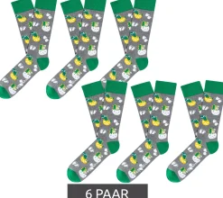 Strümpfe & Socken|Socken & Unterwäsche*Moustard 6 Paar Dinosaur Egg Hatch Baumwoll-Socken mit schlüpfenden Dinosauriern gemusterte lange Strümpfe 18S-EGG Grau/Weiß/Grün
