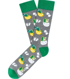 Strümpfe & Socken|Socken & Unterwäsche*Moustard 6 Paar Dinosaur Egg Hatch Baumwoll-Socken mit schlüpfenden Dinosauriern gemusterte lange Strümpfe 18S-EGG Grau/Weiß/Grün
