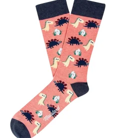 Strümpfe & Socken|Unterwäsche & Socken*Moustard 1 Paar Dinosaurs Chilling Herren Baumwoll-Socken mit Dinosaurier-Print gemusterte lange Strümpfe 18S-DINO Rosa/Blau/Beige