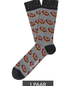 Strümpfe & Socken|Socken & Unterwäsche*Moustard 1 Paar Donut Baumwoll-Socken mit glasierten Donuts gemusterte lange Strümpfe 18S-DON Grau/Braun