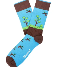 Strümpfe & Socken|Socken & Unterwäsche*Moustard 1 Paar Duckhunt Baumwoll-Socken mit Enten und Natur-Print gemusterte lange Strümpfe 22S-DUCK Blau/Grün/Braun