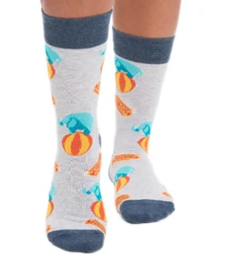 Strümpfe & Socken|Unterwäsche & Socken*Moustard 1 Paar Elefanten Circus Herren Baumwoll-Socken mit Allover-Print gemusterte lange Strümpfe 20SELEPCIRC-M Grau/Blau
