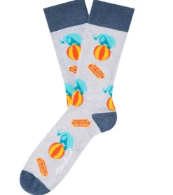 Strümpfe & Socken|Unterwäsche & Socken*Moustard 1 Paar Elefanten Circus Herren Baumwoll-Socken mit Allover-Print gemusterte lange Strümpfe 20SELEPCIRC-M Grau/Blau