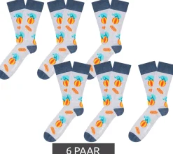Strümpfe & Socken|Unterwäsche & Socken*Moustard 6 Paar Elefanten Circus Herren Baumwoll-Socken mit Allover-Print gemusterte lange Strümpfe 20SELEPCIRC-M Grau/Blau