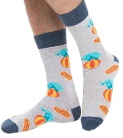 Strümpfe & Socken|Unterwäsche & Socken*Moustard 6 Paar Elefanten Circus Herren Baumwoll-Socken mit Allover-Print gemusterte lange Strümpfe 20SELEPCIRC-M Grau/Blau