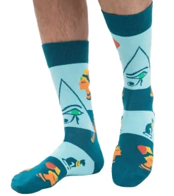 Strümpfe & Socken|Socken & Unterwäsche*Moustard 1 Paar Eye of Horus Baumwoll-Socken mit ägyptischen Symbolen gemusterte lange Strümpfe 20S-EYEH Blau/Gelb/Orange/Grün