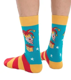 Strümpfe & Socken|Socken & Unterwäsche*Moustard 1 Paar Jack in the Box Baumwoll-Socken Schachtel-Teufel Design gestreifte lange Strümpfe 20S-JACK Rot/Gelb/Blau