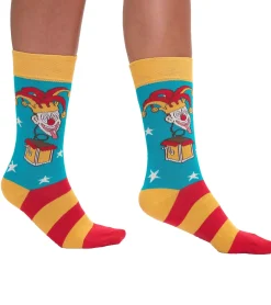 Strümpfe & Socken|Socken & Unterwäsche*Moustard 6 Paar Jack in the Box Baumwoll-Socken Schachtel-Teufel Design gestreifte lange Strümpfe 20S-JACK Rot/Gelb/Blau